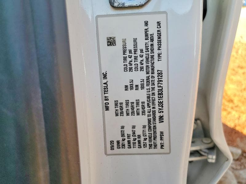 2020 TESLA MODEL 3 12