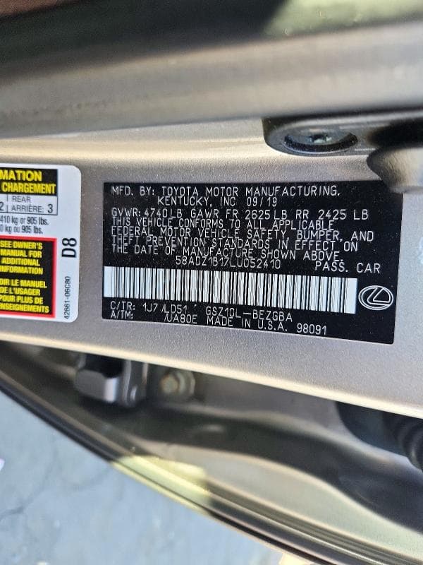 2020 LEXUS ES 350 12