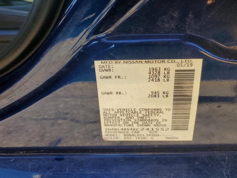 2019 NISSAN ALTIMA S 12