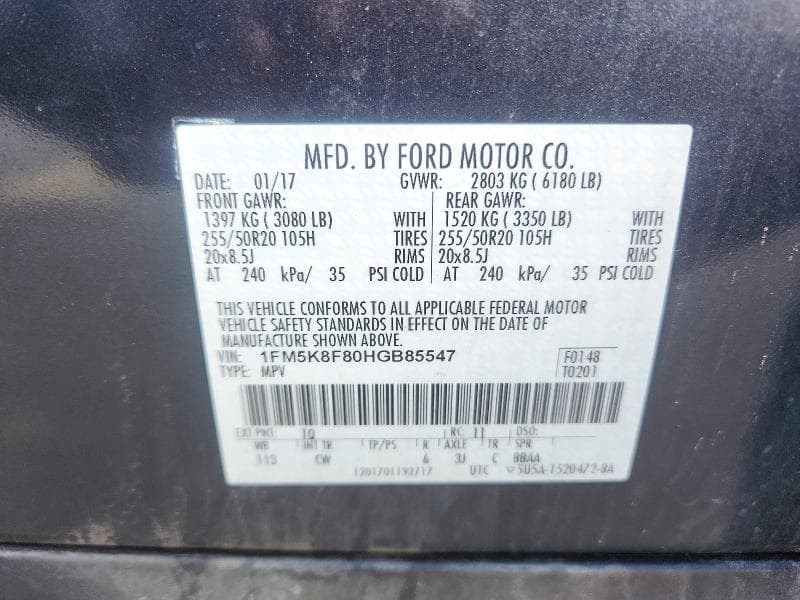 2017 FORD EXPLORER LIMITED 13