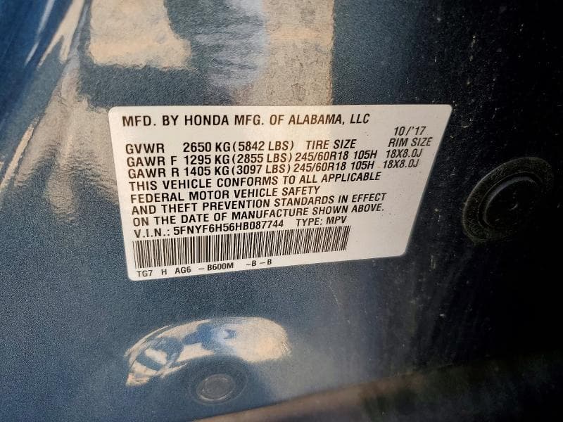 2017 HONDA PILOT EXL 13