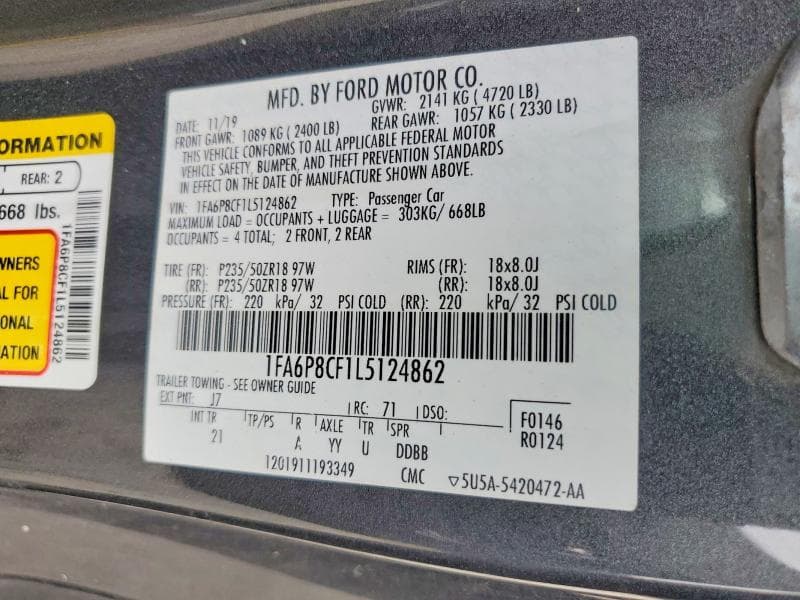 2020 FORD MUSTANG GT 12