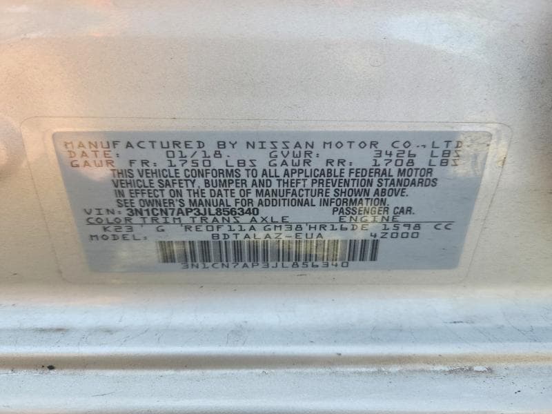 2018 NISSAN VERSA S PLUS 12