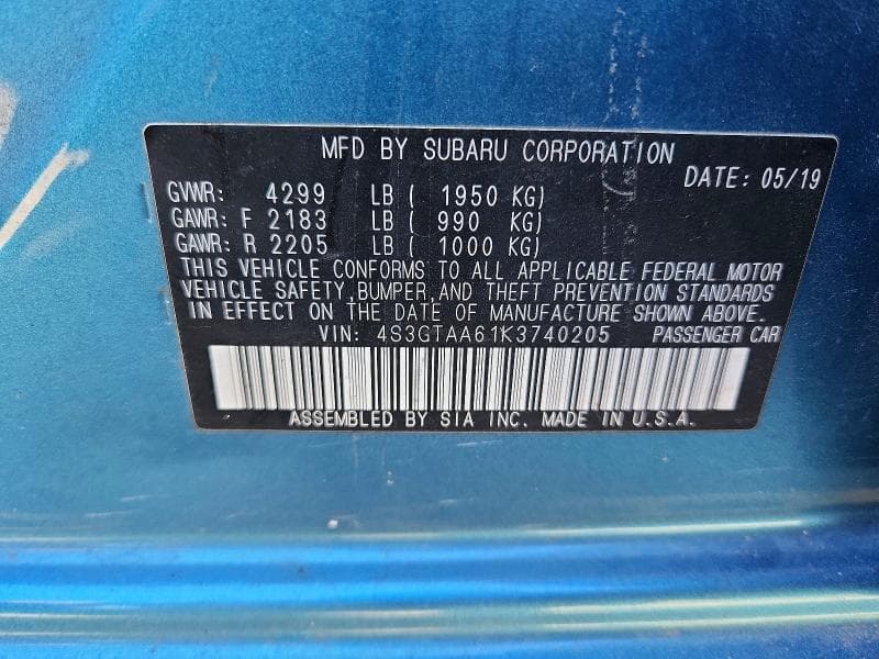 2019 SUBARU IMPREZA 12