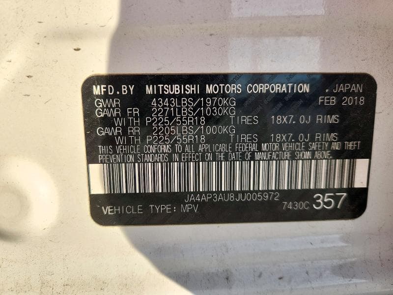 2018 MITSUBISHI OUTLANDER 12