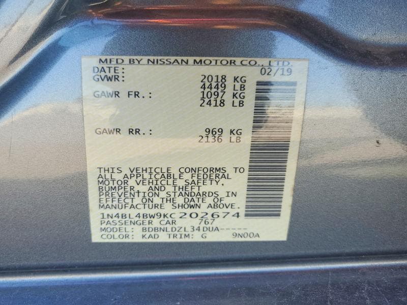 2019 NISSAN ALTIMA S 12
