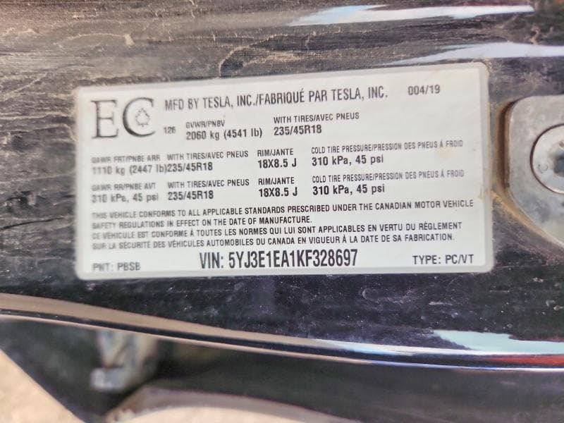 2019 TESLA MODEL 3 12