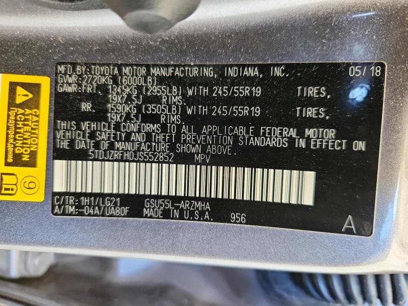 2018 TOYOTA HIGHLANDER SE 13