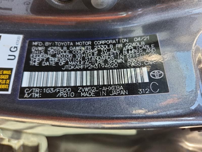 2021 TOYOTA PRIUS PRIME LE 13