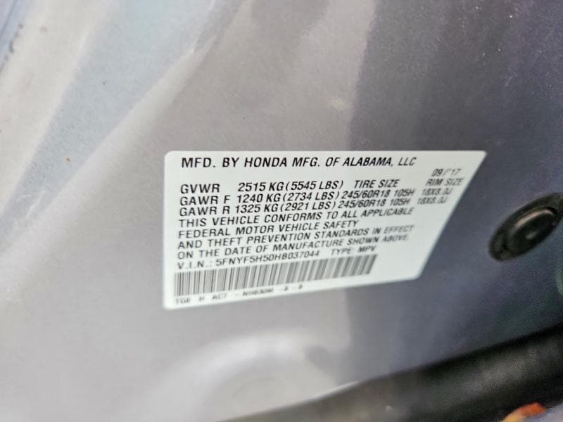 2017 HONDA PILOT EXL 13