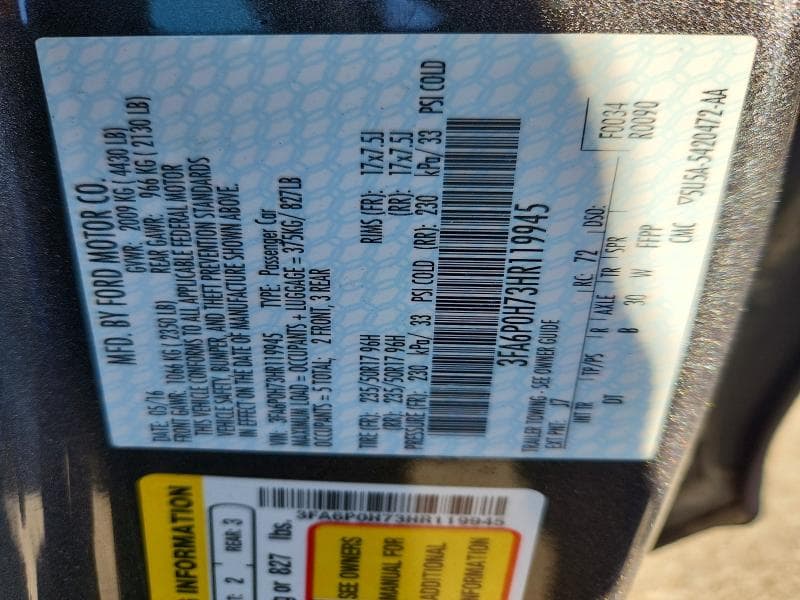 2017 FORD FUSION SE 13