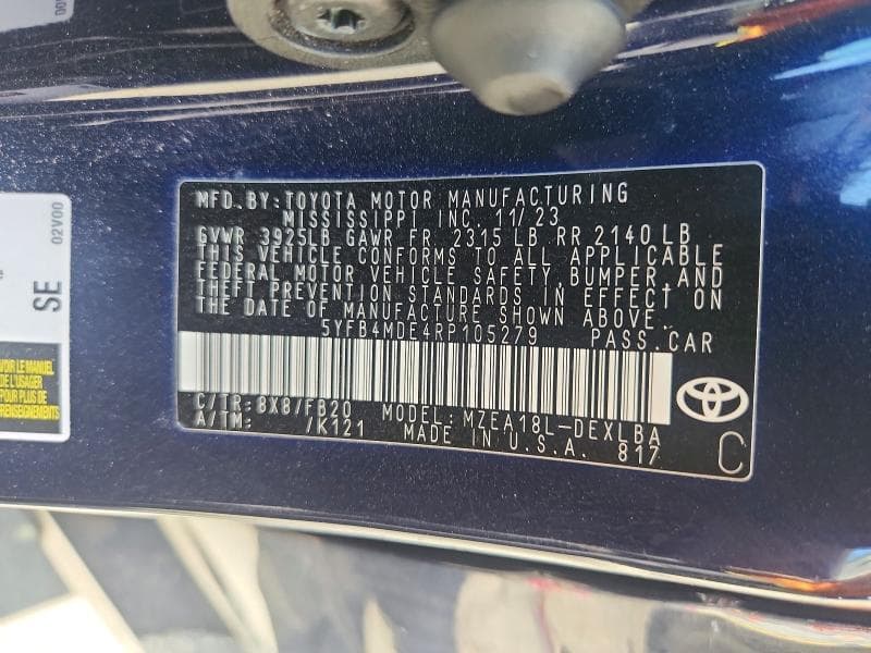 2024 TOYOTA COROLLA LE 12