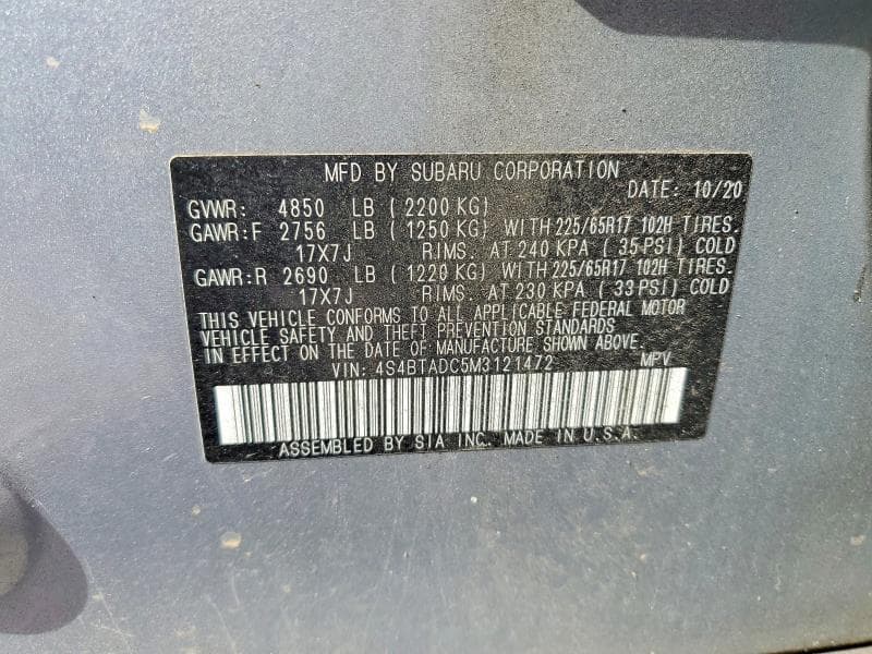 2021 SUBARU OUTBACK PREMIUM 13