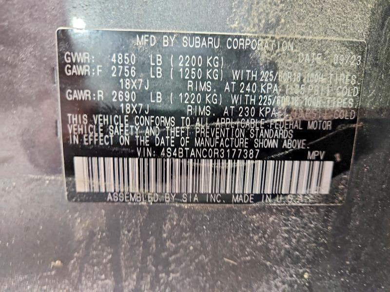 2024 SUBARU OUTBACK LIMITED 12