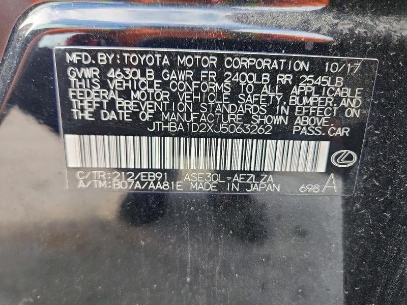 2018 LEXUS IS 300 12