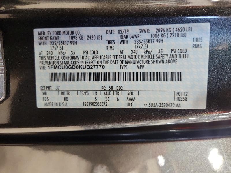 2019 FORD ESCAPE SE 14