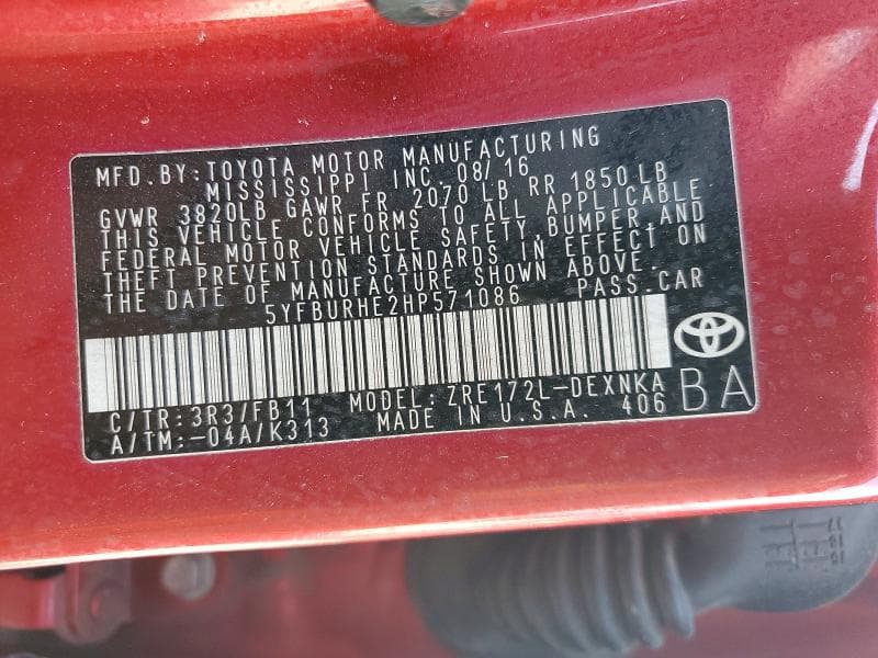 2017 TOYOTA COROLLA LE 13
