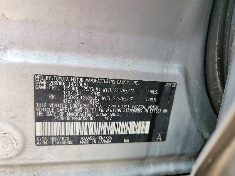 2019 TOYOTA RAV4 LE 12