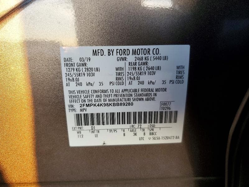 2019 FORD EDGE TITANIUM 13