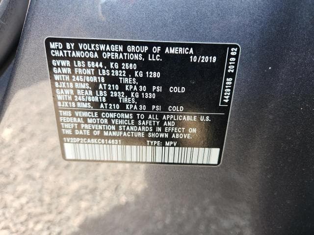 2019 VOLKSWAGEN ATLAS SE 13