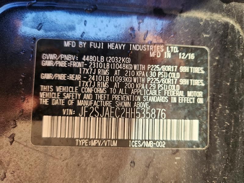 2017 SUBARU FORESTER 2.5I PREMIUM 12
