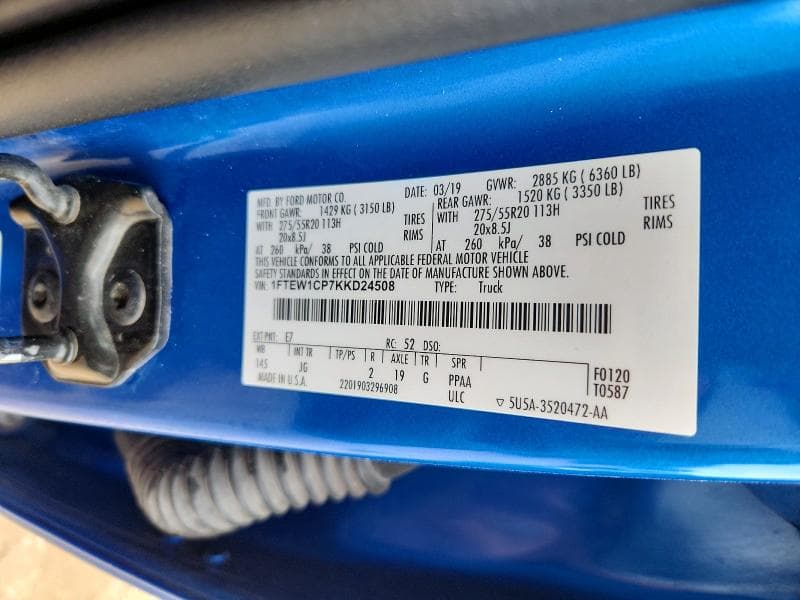 2019 FORD F150 SUPERCREW 12