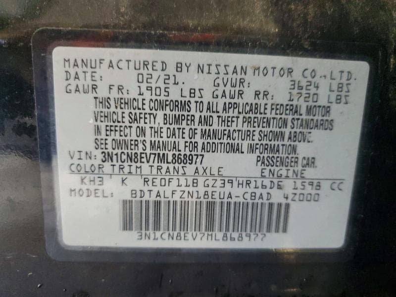 2021 NISSAN VERSA SV 12
