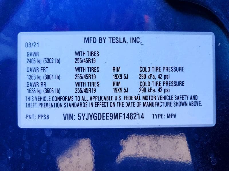 2021 TESLA MODEL Y 13