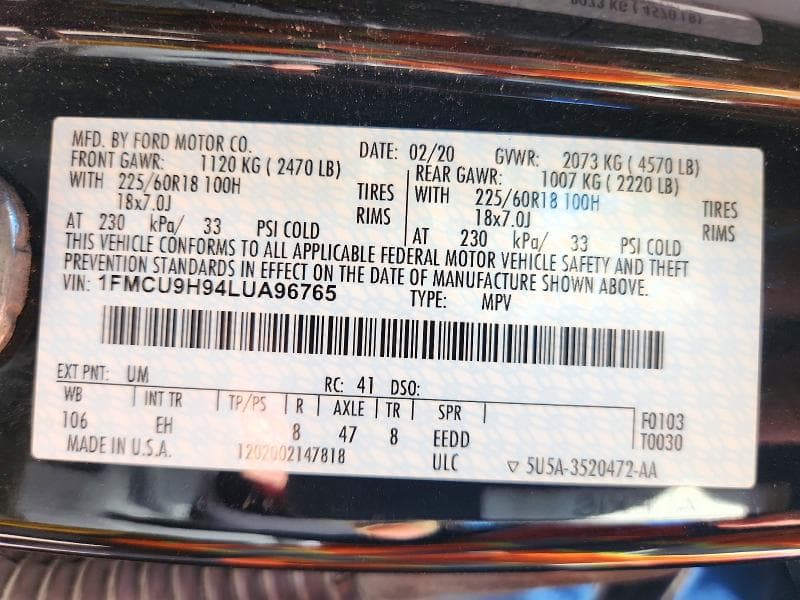 2020 FORD ESCAPE SEL 12