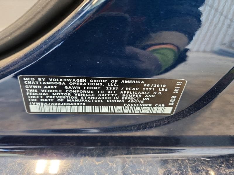 2018 VOLKSWAGEN PASSAT SE 12