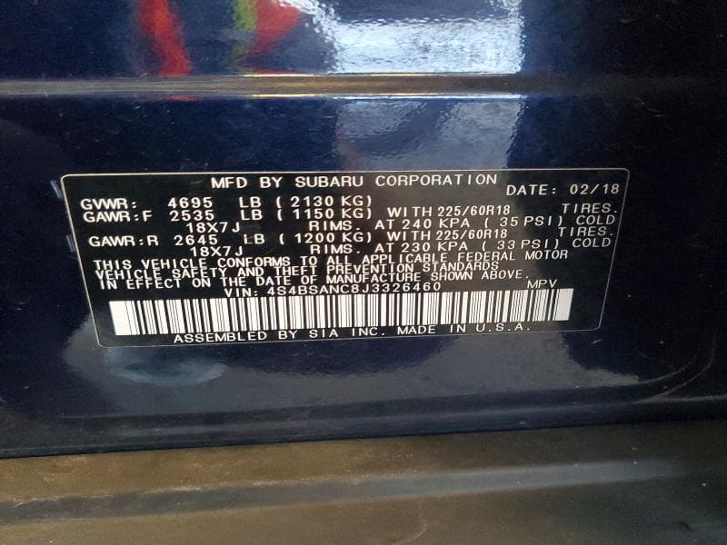 2018 SUBARU OUTBACK 2.5I LIMITED 14