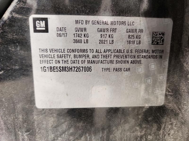 2017 CHEVROLET CRUZE LT 12