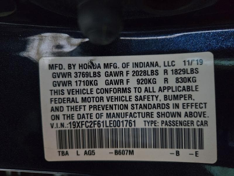 2020 HONDA CIVIC LX 12