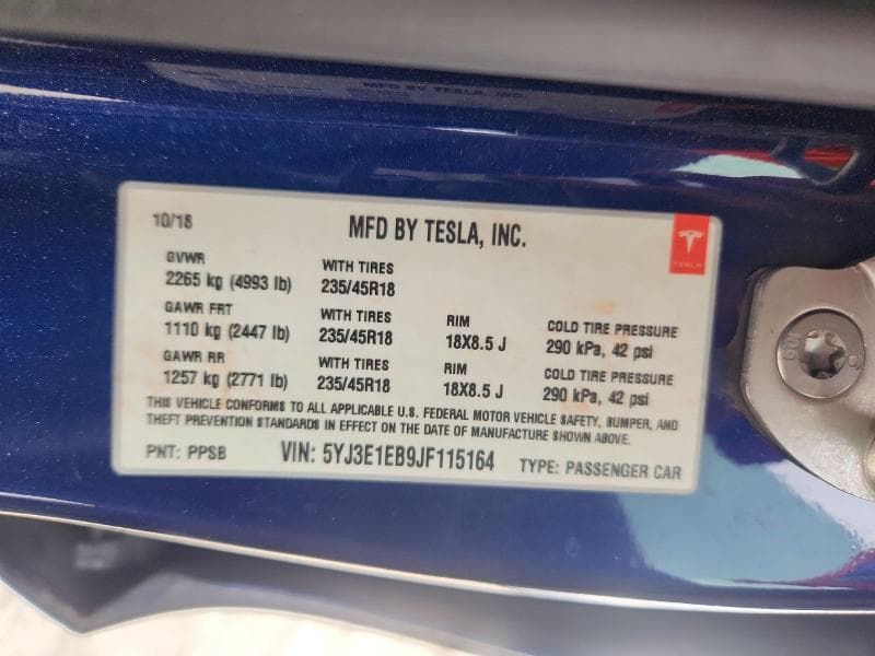2018 TESLA MODEL 3 12