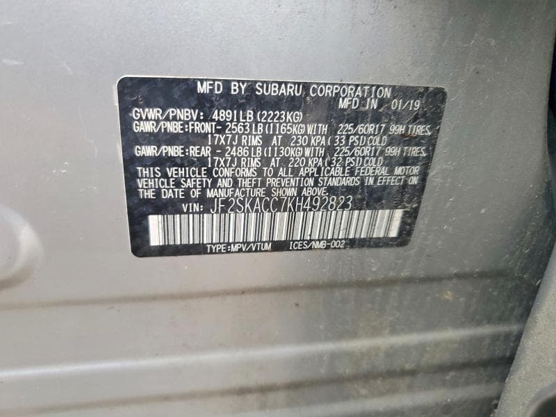 2019 SUBARU FORESTER 12