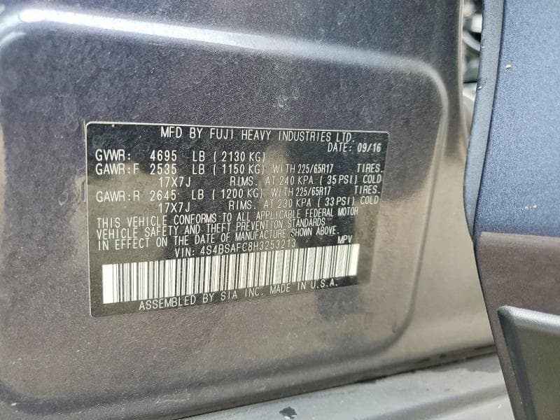2017 SUBARU OUTBACK 2.5I PREMIUM 13