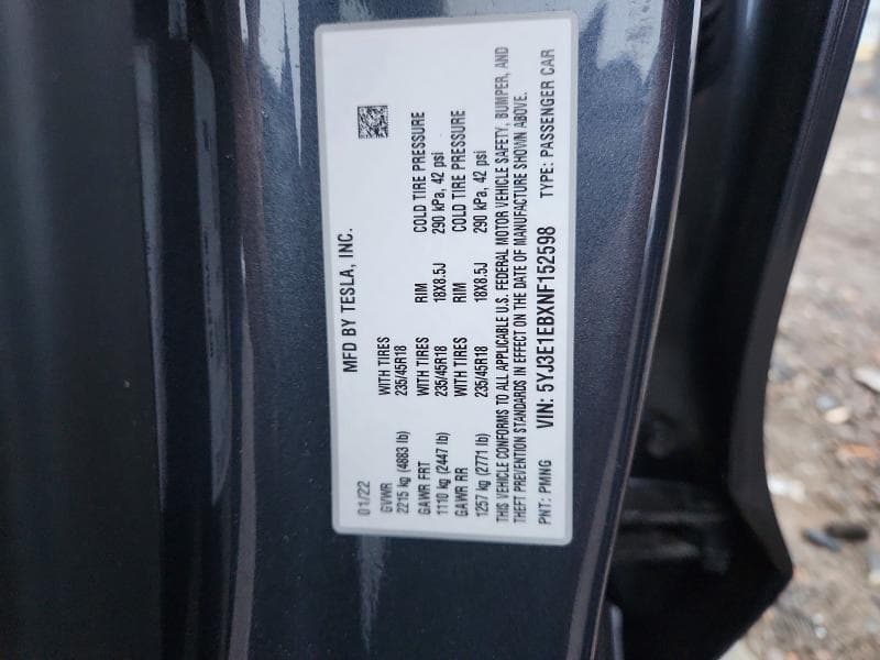 2022 TESLA MODEL 3 13