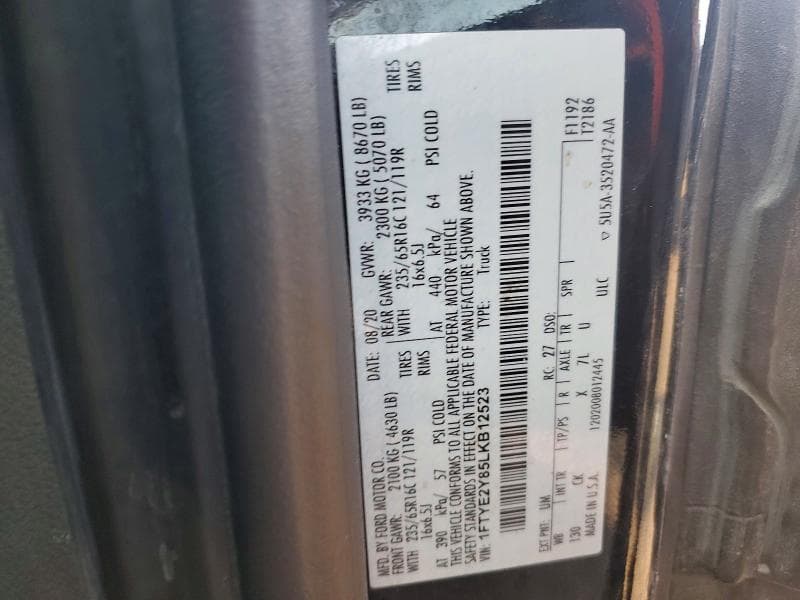 2020 FORD TRANSIT T-150 12