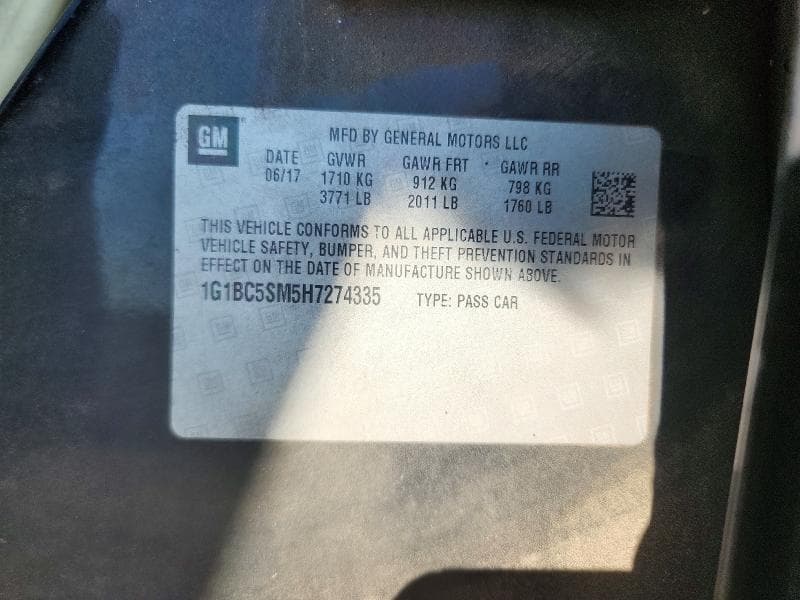 2017 CHEVROLET CRUZE LS 12