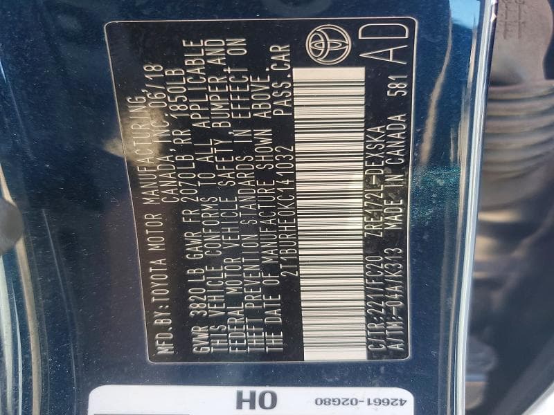 2019 TOYOTA COROLLA SE 12