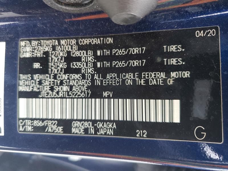 2020 TOYOTA 4RUNNER SR5 13