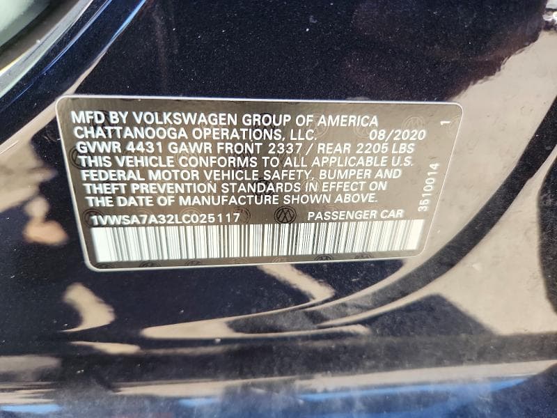 2020 VOLKSWAGEN PASSAT SE 13