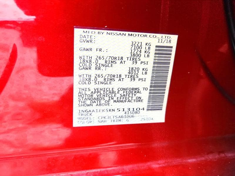 2019 NISSAN TITAN SV 13