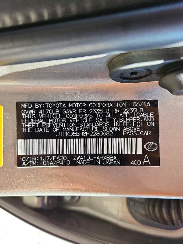 2017 LEXUS CT 200 12