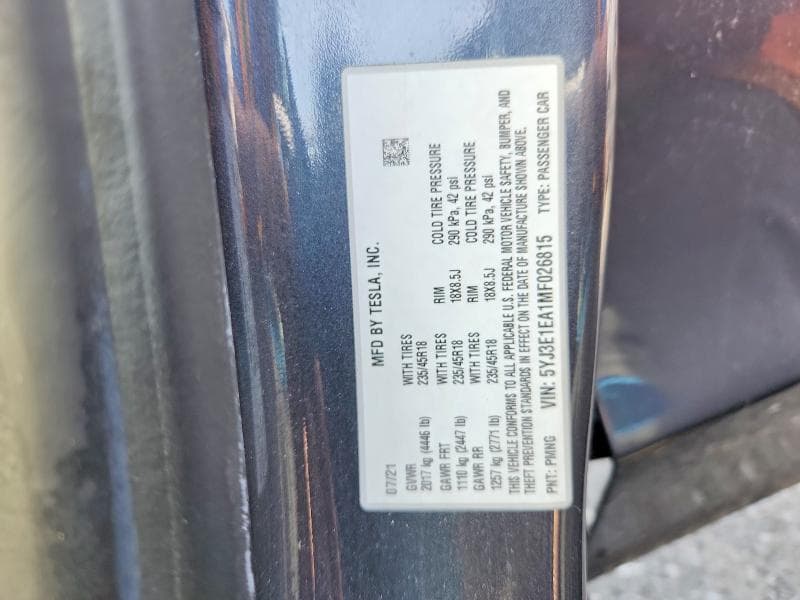 2021 TESLA MODEL 3 12