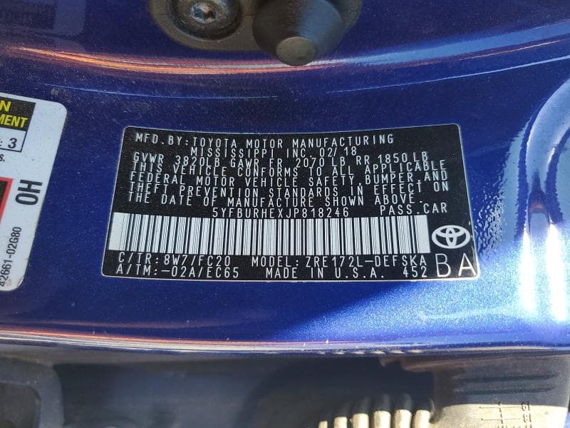 2018 TOYOTA COROLLA SE 13