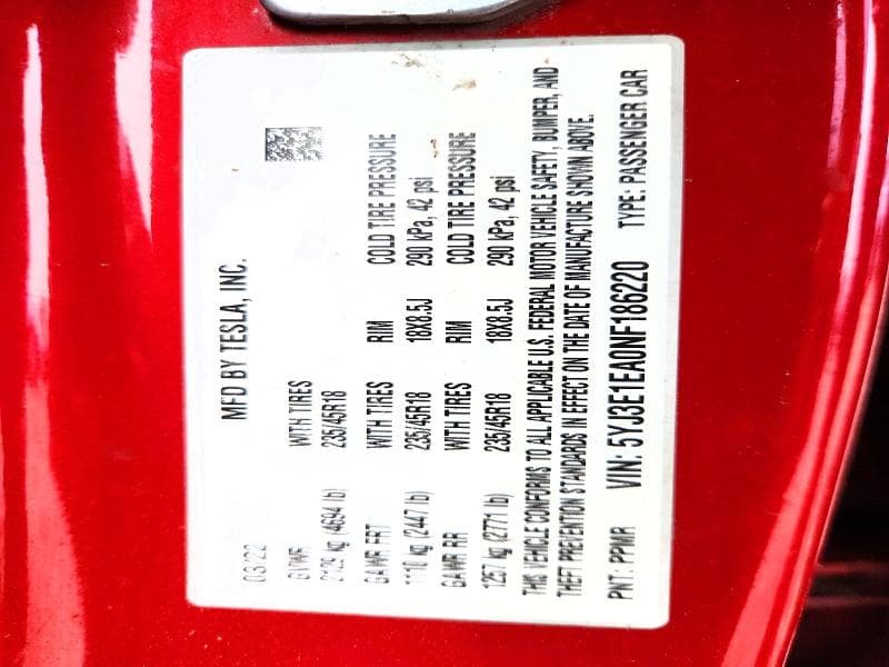2022 TESLA MODEL 3 12