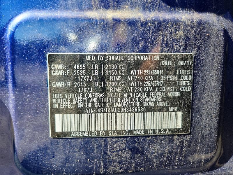 2017 SUBARU OUTBACK 2.5I PREMIUM 13