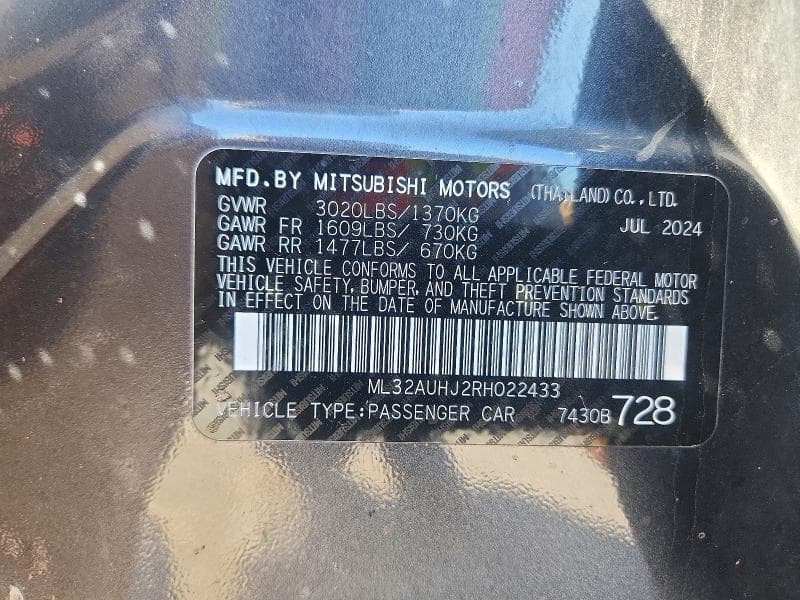 2024 MITSUBISHI MIRAGE ES 12
