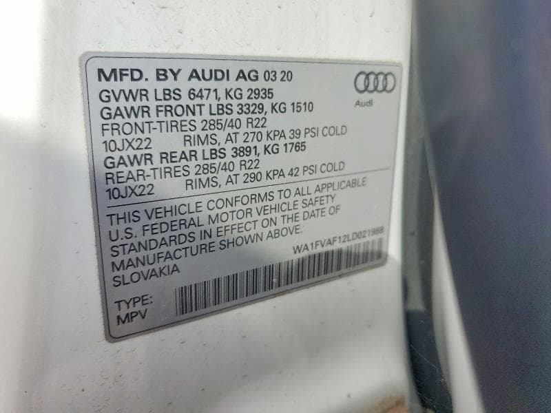 2020 AUDI Q8 PRESTIGE S-LINE 13